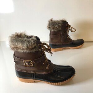 Nature Breeze Faux Fur Cuffs Duck Boots Lined Womens Size 7.5 Waterproof